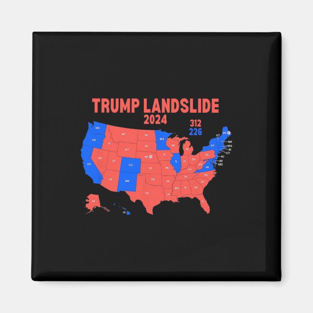 Íman Mapa Eleitoral 2024 Trump 312 Deslizamento (Frente)