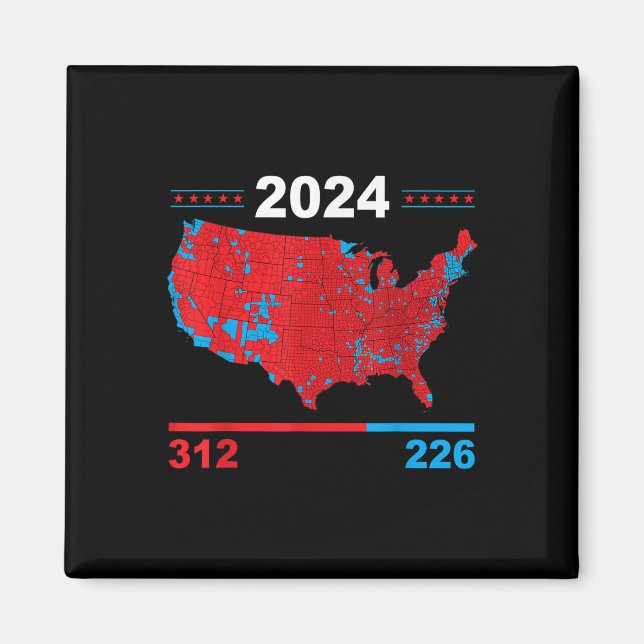 Íman Mapa Eleitoral Trump 312 Red 2024 Resultados Eleit (Frente)