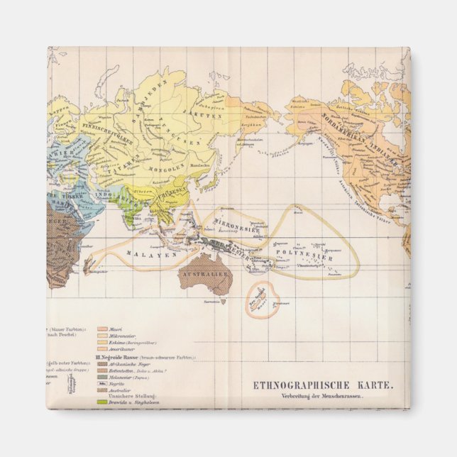 Íman Mapa etnográfico do mundo (Frente)