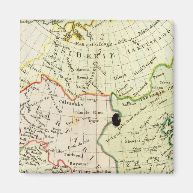 Íman Mapa físico da Ásia (Frente)