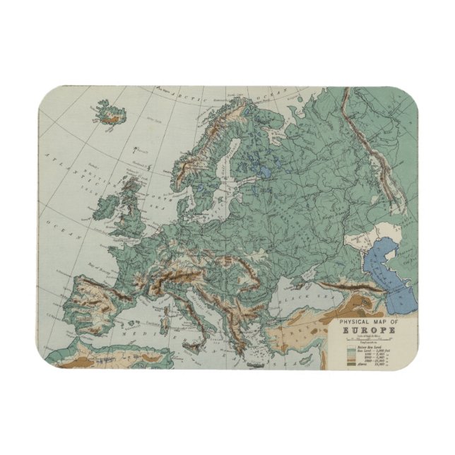 Íman Mapa físico da Europa (Horizontal)