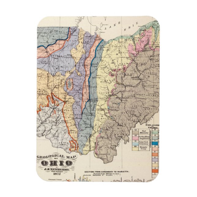 Íman Mapa geológico de Ohio (Vertical)
