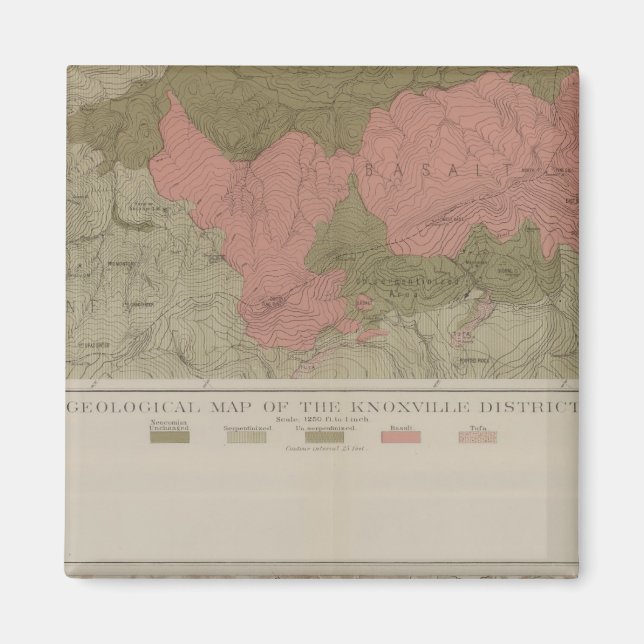 Íman Mapa Geológico do Distrito de Knoxville (Frente)