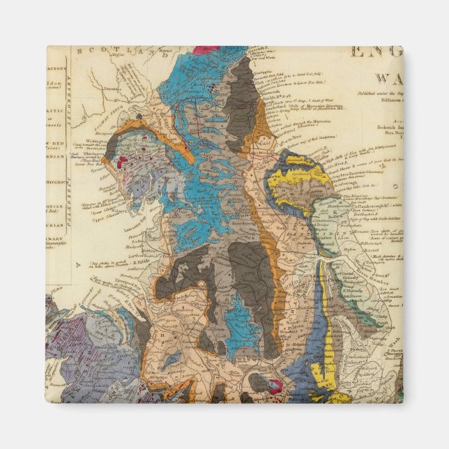 Íman Mapa geológico, Inglaterra, País de Gales (Frente)