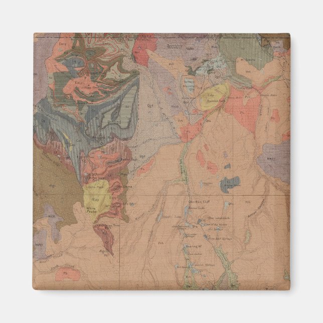 Íman Mapa Geológico, Parte Nacional Yellowstone, Wyomin (Frente)