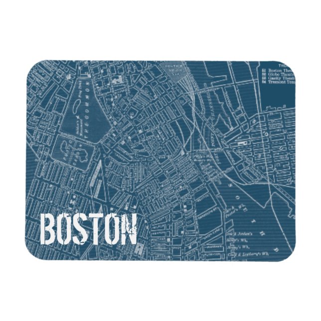 Íman Mapa gráfico de Boston (Horizontal)