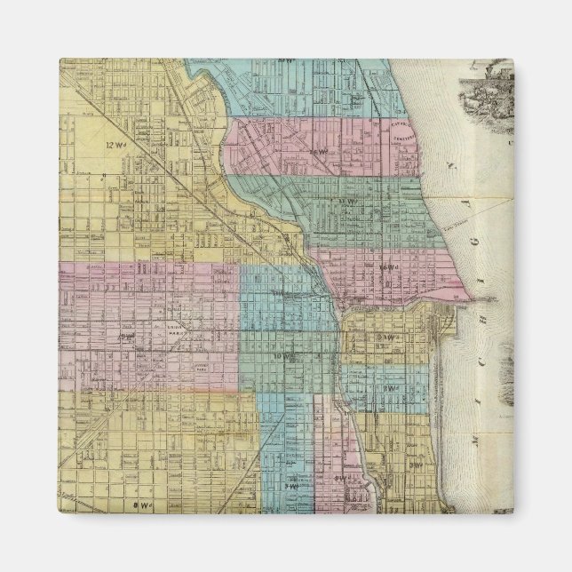 Íman Mapa guia de Chicago (Frente)