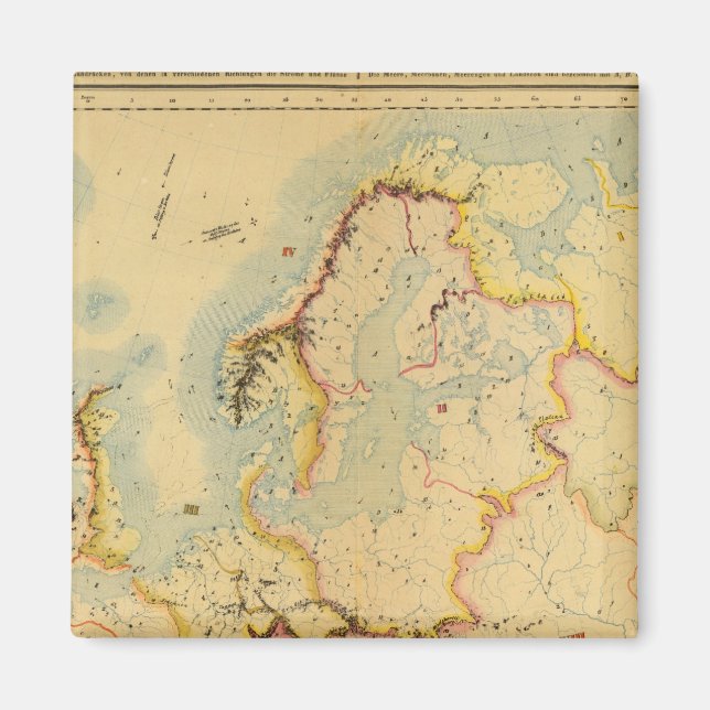 Íman Mapa hidrográfico da Europa (Frente)