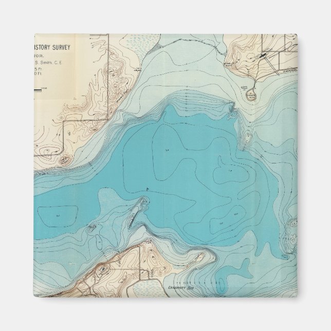 Íman Mapa hidrográfico Lago Mendota (Frente)
