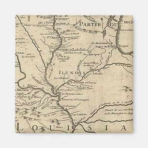 Íman Mapa histórico de Illinois de 1718