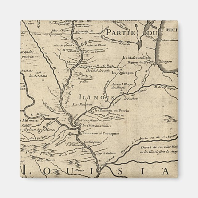 Íman Mapa histórico de Illinois de 1718 (Frente)