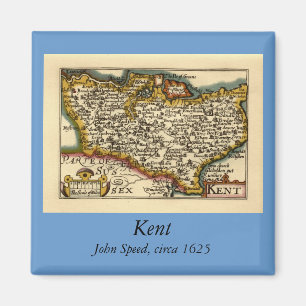 Íman Mapa histórico do Condado de Kent, Inglaterra