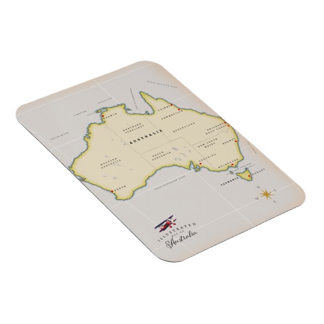 Íman Mapa ilustrado da Austrália (Lado Direito)