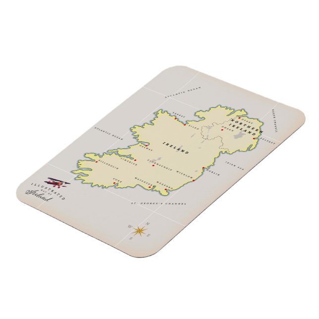Íman Mapa Ilustrado da Irlanda (Left Side)