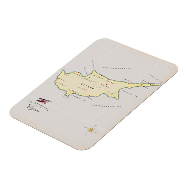 Íman Mapa ilustrado de Chipre. (Left Side)