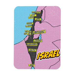 Íman Mapa ilustrado de Israel em Pop Art