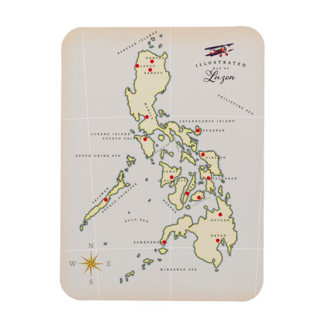 Íman Mapa ilustrado de Luzon Filipinas (Vertical)
