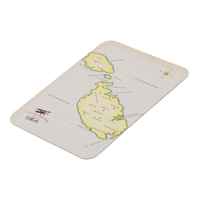 Íman Mapa ilustrado de Malta (Left Side)
