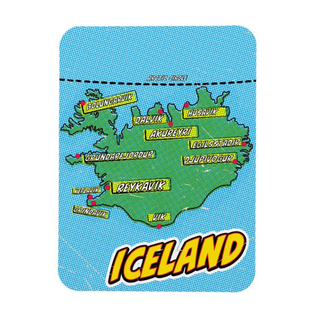 Íman Mapa ilustrado de Nova York em estilo Pop Art (Vertical)