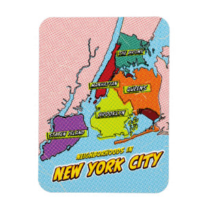 Íman Mapa ilustrado de Nova York em Pop Art
