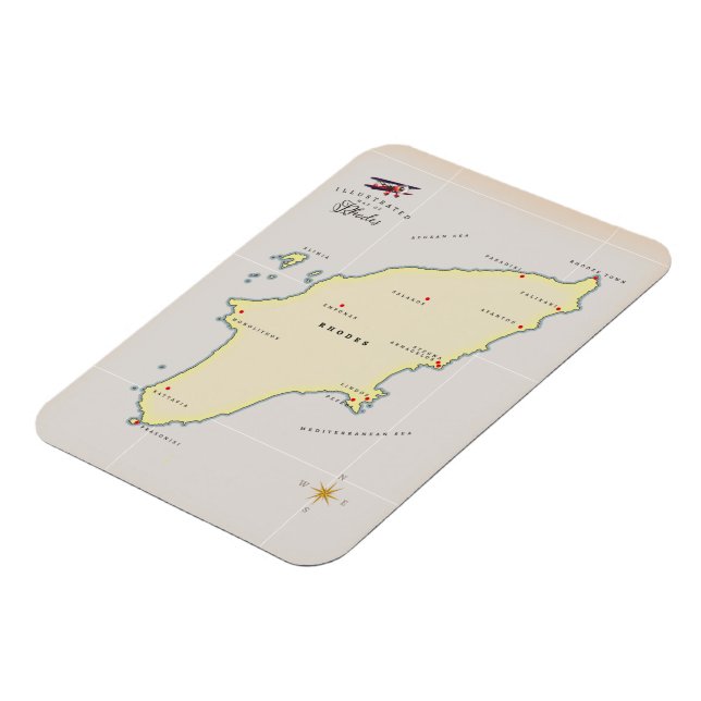 Íman Mapa ilustrado de Rodes. (Left Side)