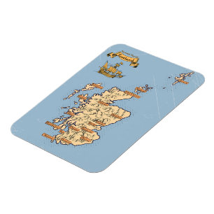 Íman Mapa ilustrado de Viagem da Escócia