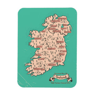 Íman Mapa ilustrado de viagem da Irlanda