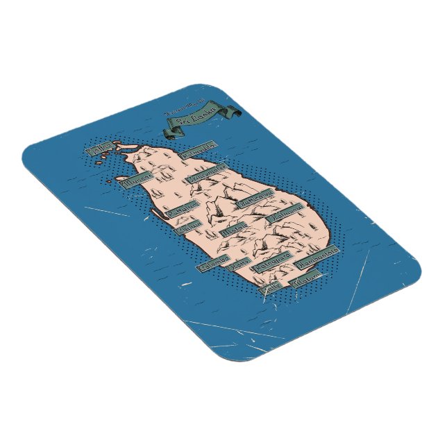 Íman Mapa Ilustrado De Viagem Do Sri Lanka (Lado Direito)