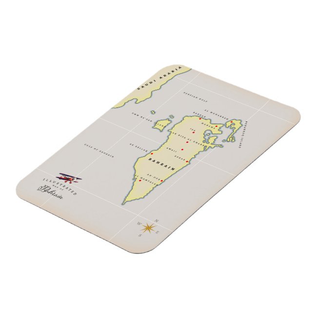 Íman Mapa Ilustrado do Bahrein (Left Side)