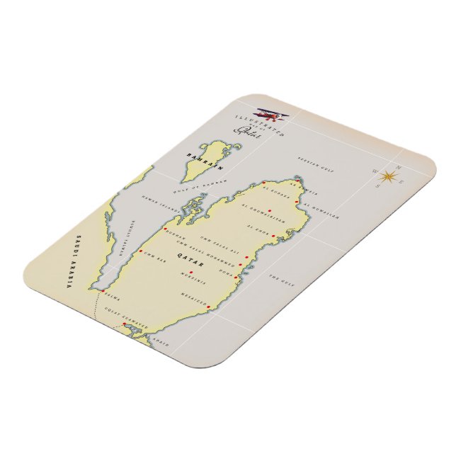 Íman Mapa ilustrado do Catar (Left Side)