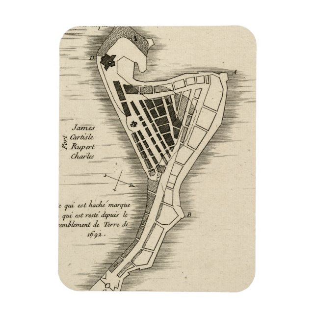 ÍMAN  MAPA: JAMAICA, 1755 (Vertical)