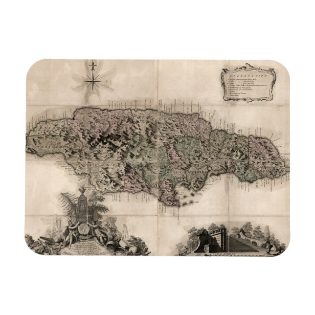 ÍMAN  MAPA: JAMAICA, 1763 (Horizontal)