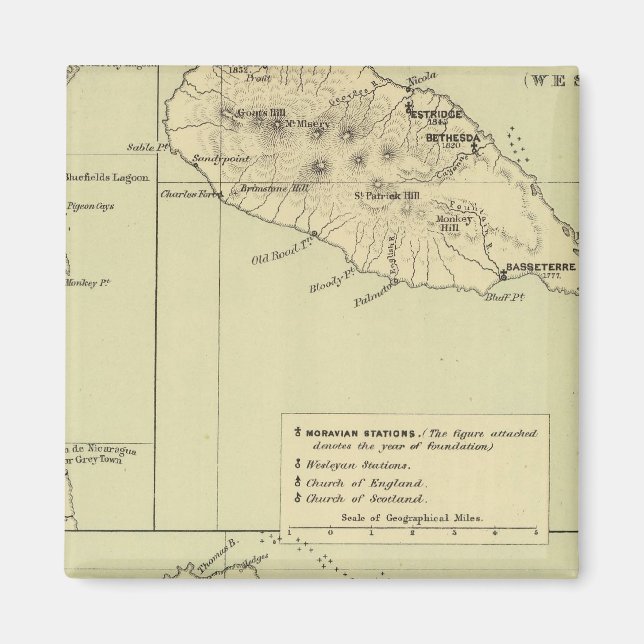 Íman Mapa litográfico de Antígua (Frente)