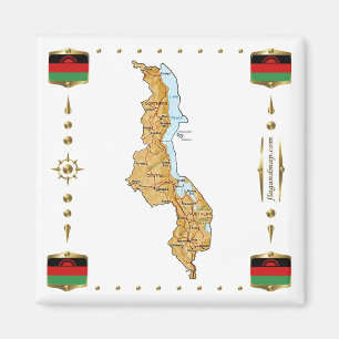 Íman Mapa Malawi + ímã de sinalizadores
