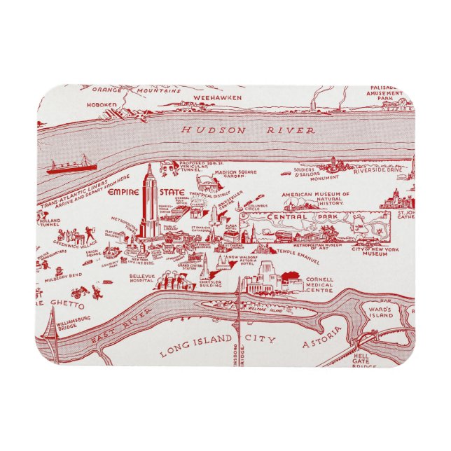 Íman MAPA: MANHATTAN, c1935 (Horizontal)