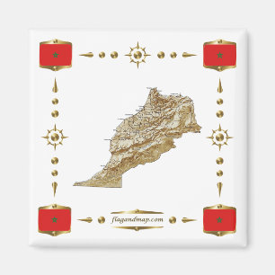 Íman Mapa Marrocos + ímã dos sinalizadores