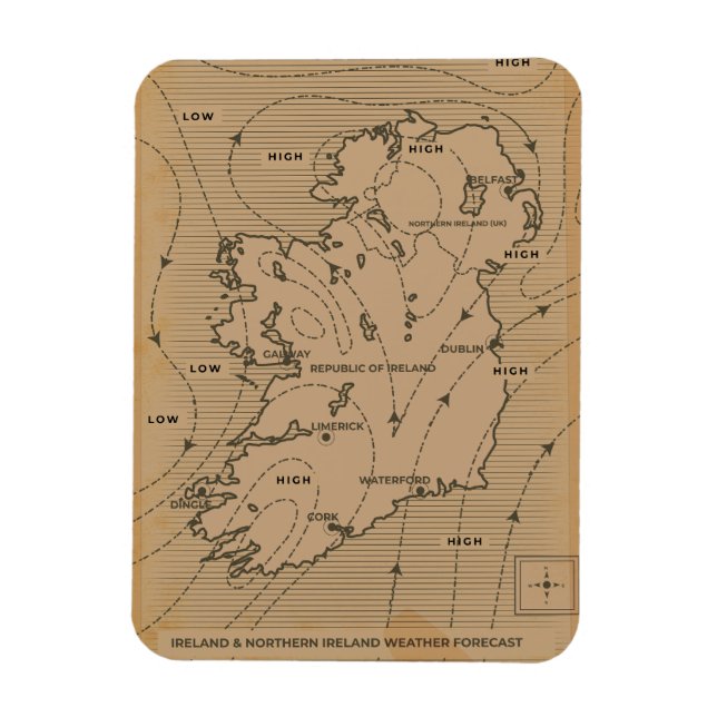 Íman Mapa meteorológico antigo da Irlanda e Irlanda do  (Vertical)
