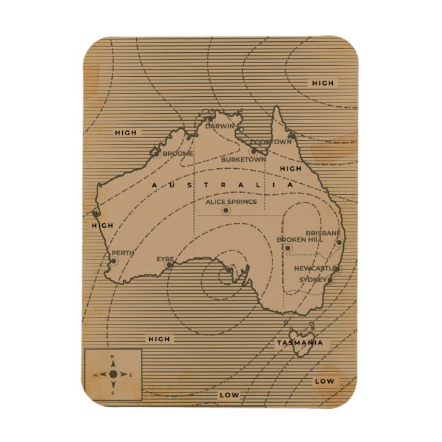 Íman Mapa meteorológico da Austrália (Vertical)