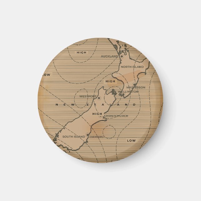 Íman Mapa meteorológico da Nova Zelândia (Frente)