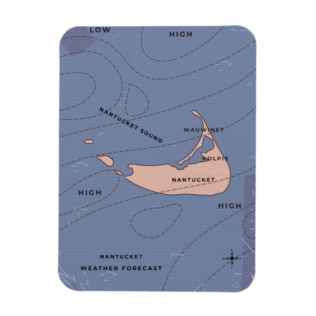 Íman Mapa meteorológico de Nantucket EUA (Vertical)