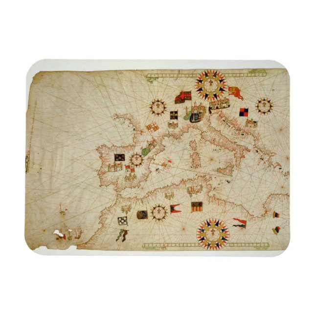 Íman Mapa Miniatura Náutico do Mediterrâneo Central (Horizontal)