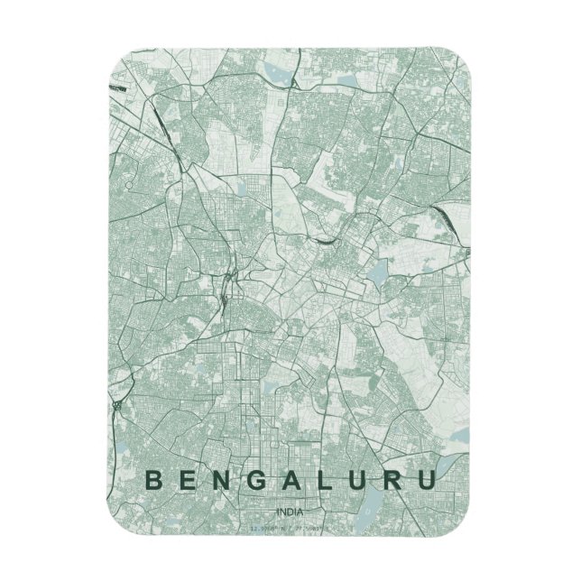 Íman Mapa Minimalista da Cidade de Bengaluru Índia (Vertical)