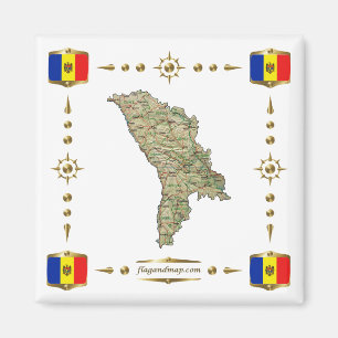 Íman Mapa Moldávia + Ímã de Sinalizadores