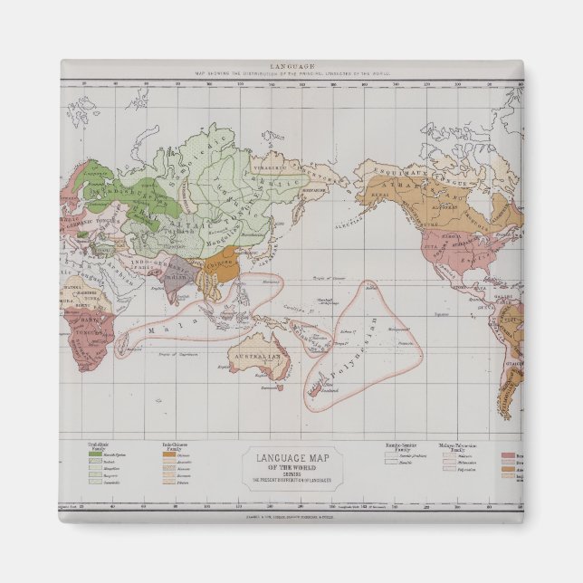 Íman Mapa mostrando as línguas do mundo (Frente)