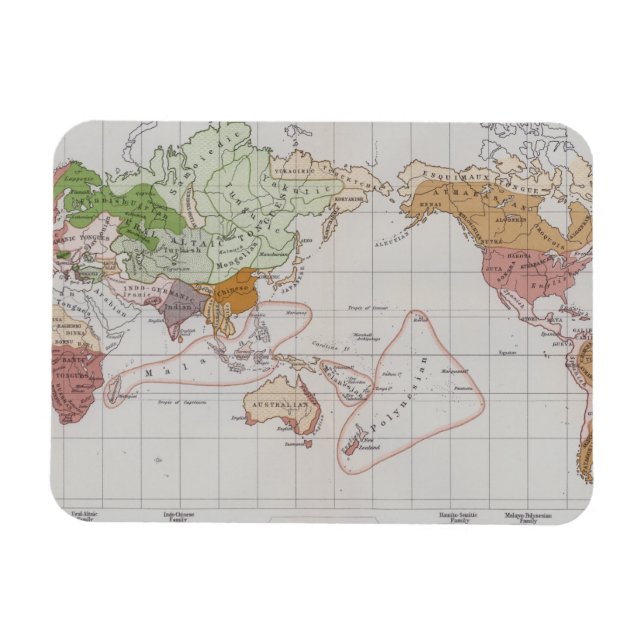 Íman Mapa mostrando as línguas do mundo (Horizontal)