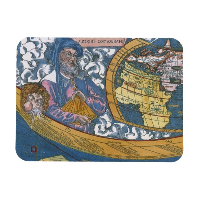Íman Mapa Mundial Antigo com Claudius Ptolemy, 1507 (Horizontal)