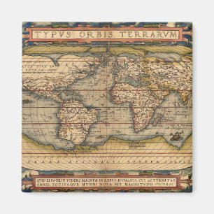 Íman Mapa Mundial Antigo de Abraham Ortelius 1564
