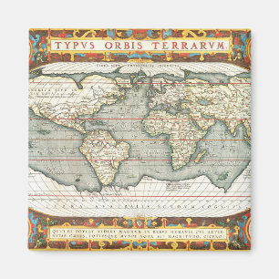 Íman Mapa Mundial Antigo por Abraham Ortelius 1587–1595