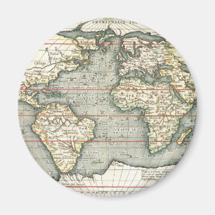 Íman Mapa Mundial Antigo por Abraham Ortelius 1587–1595