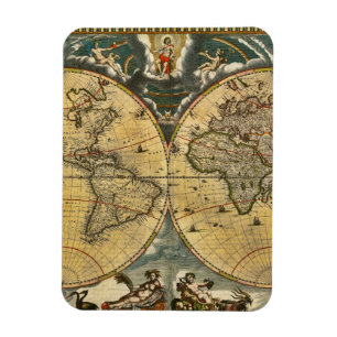 Íman Mapa Mundial Antiquado Sofrendo Distúrbio #2